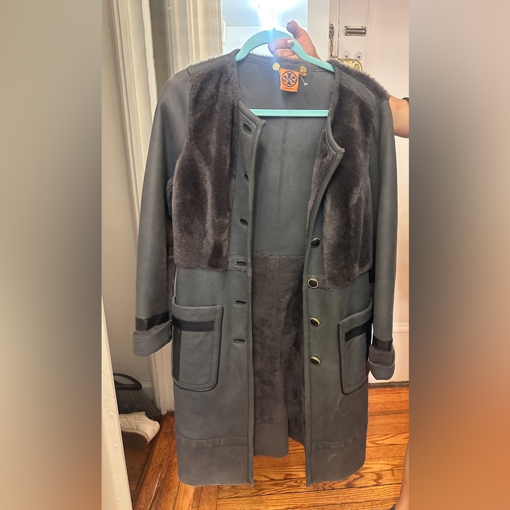 Tory Burch Gray Fur Coat